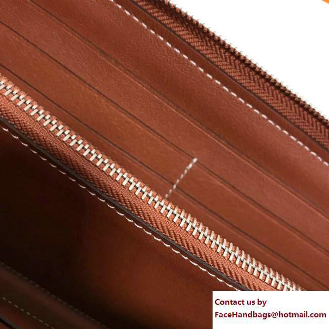 Hermes Swift Leather Cards Zipper Wallet Brown