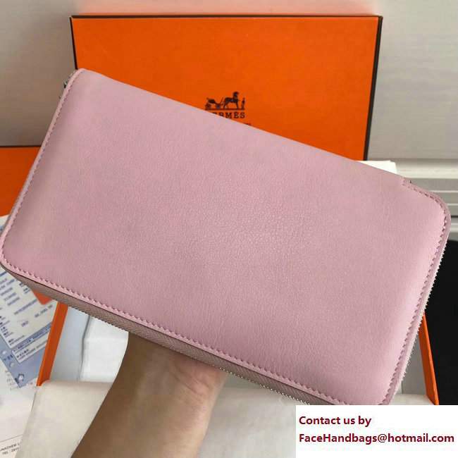 Hermes Swift Leather Cards Zipper Wallet Cherry Pink