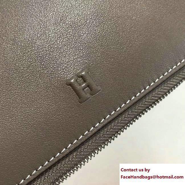 Hermes Swift Leather Cards Zipper Wallet Etoupe