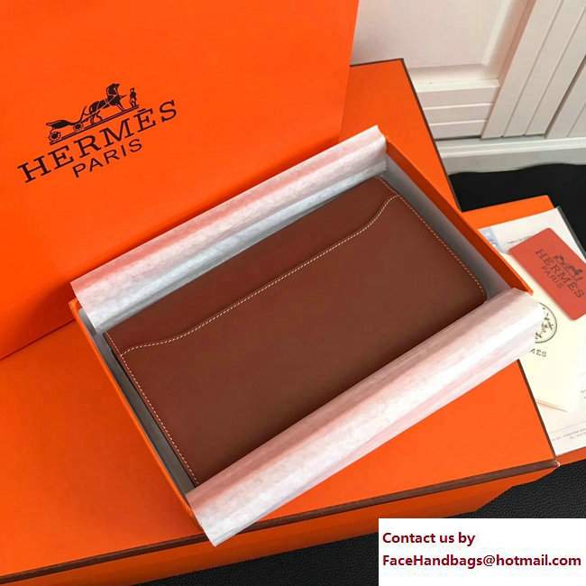 Hermes Swift Leather Constance Long Wallet Brown