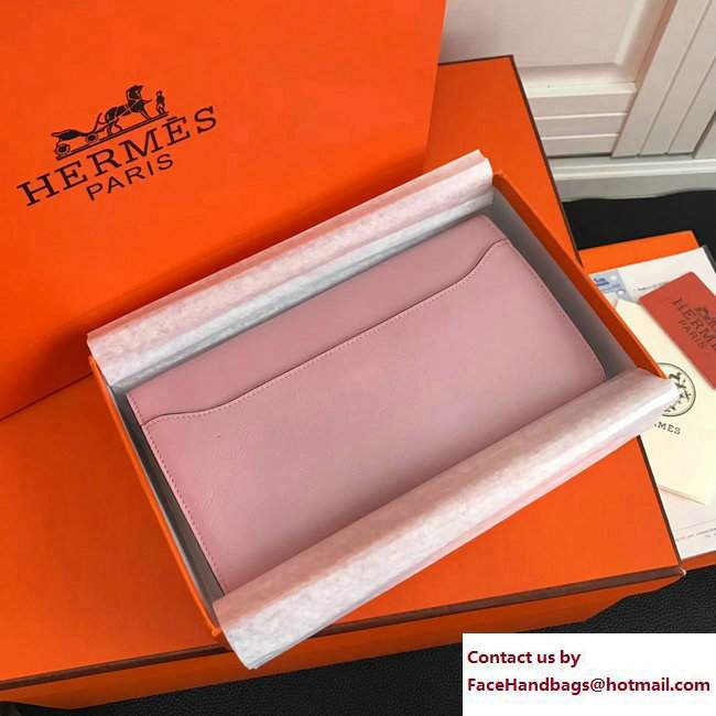 Hermes Swift Leather Constance Long Wallet Cherry Pink