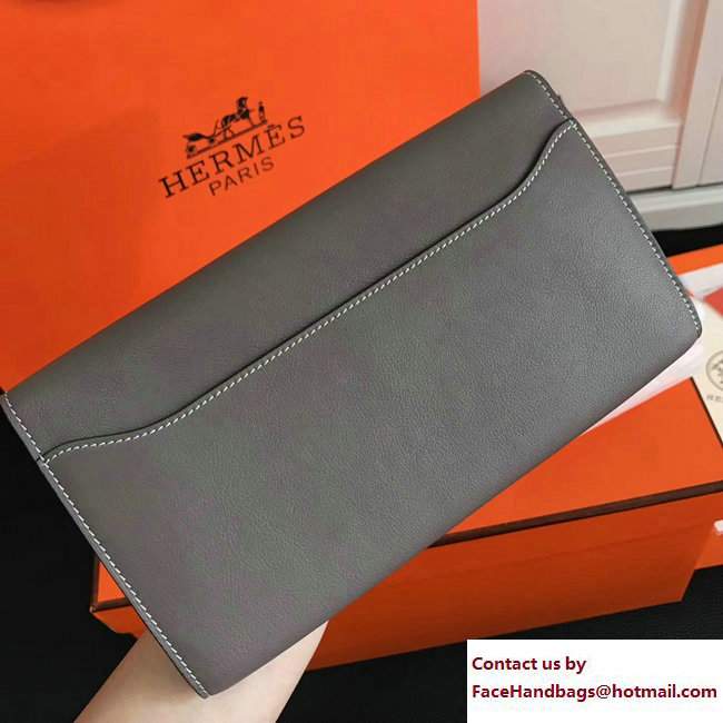 Hermes Swift Leather Constance Long Wallet Gray
