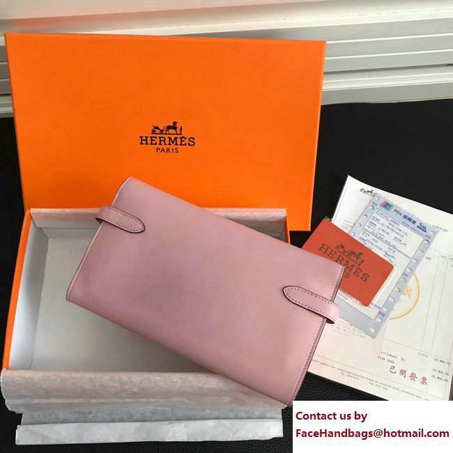Hermes Swift Leather Kelly Long Wallet Cherry Pink