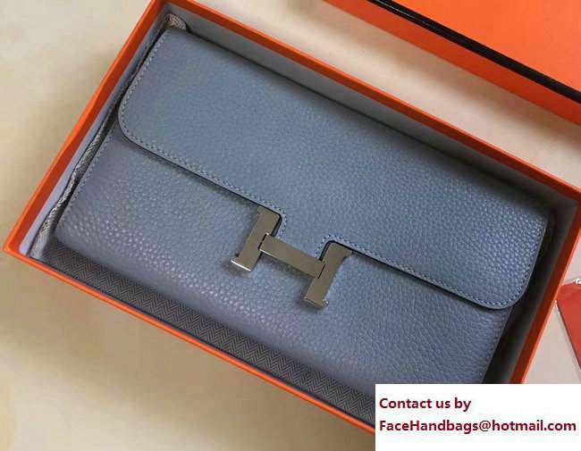 Hermes Togo Leather Constance Long Wallet Baby Blue
