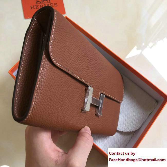 Hermes Togo Leather Constance Long Wallet Brown