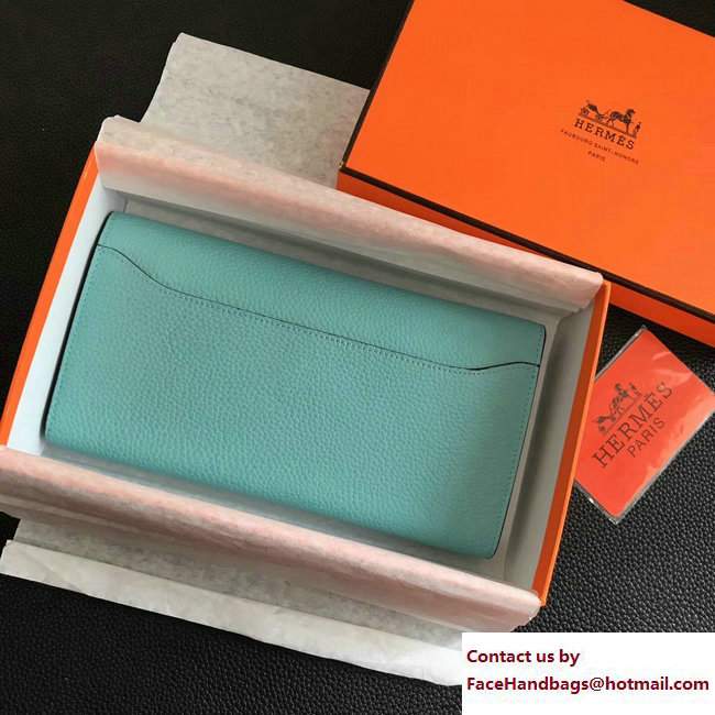 Hermes Togo Leather Constance Long Wallet Cyan