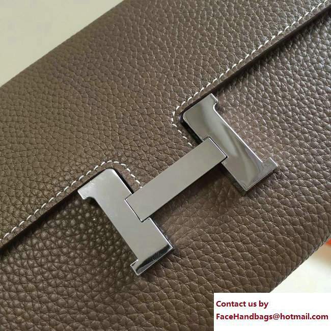 Hermes Togo Leather Constance Long Wallet Dark Etoupe