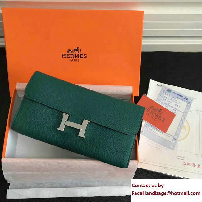 Hermes Togo Leather Constance Long Wallet Green