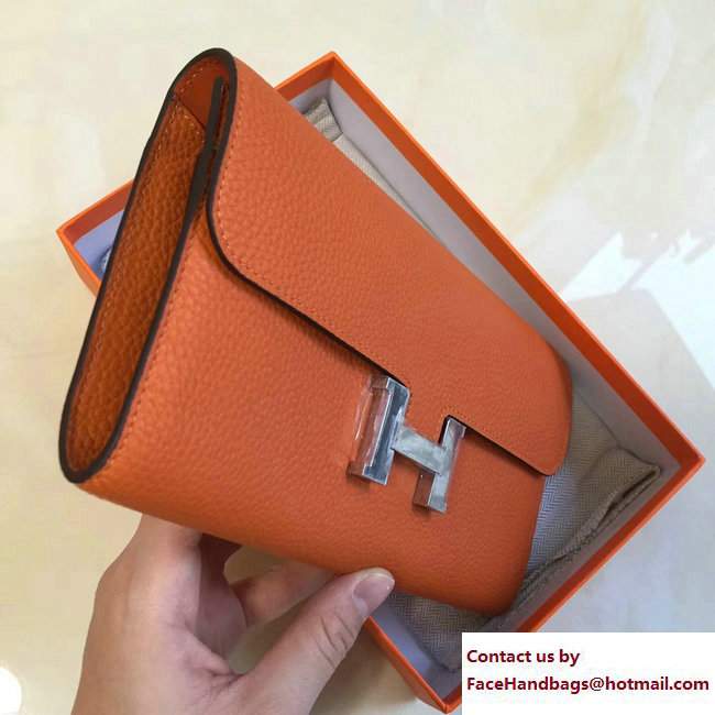 Hermes Togo Leather Constance Long Wallet Orange