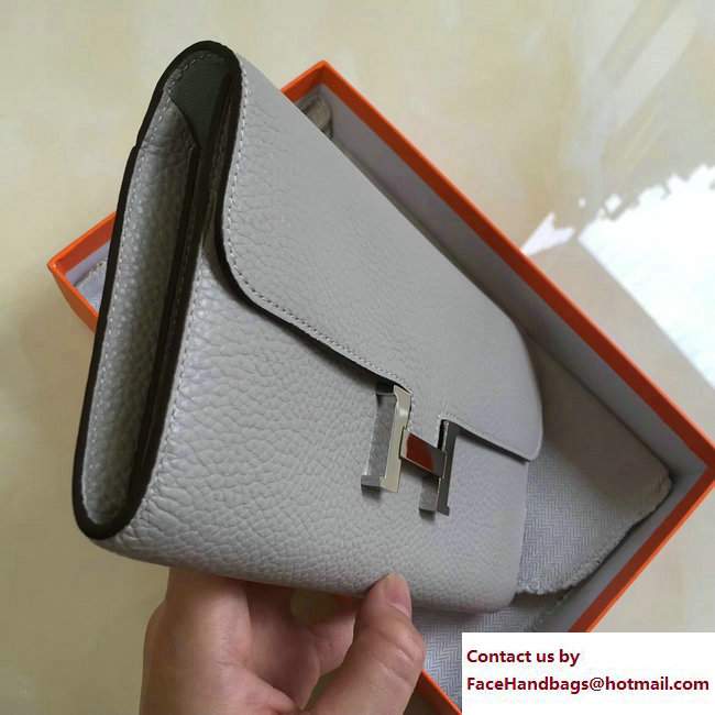Hermes Togo Leather Constance Long Wallet Pale Gray