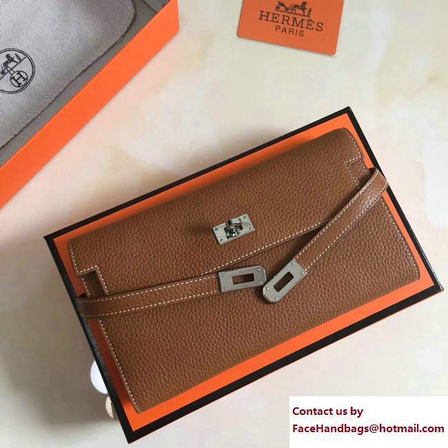 Hermes Togo Leather Kelly Long Wallet Brown