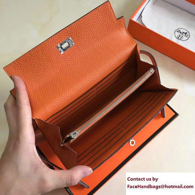 Hermes Togo Leather Kelly Long Wallet Orange