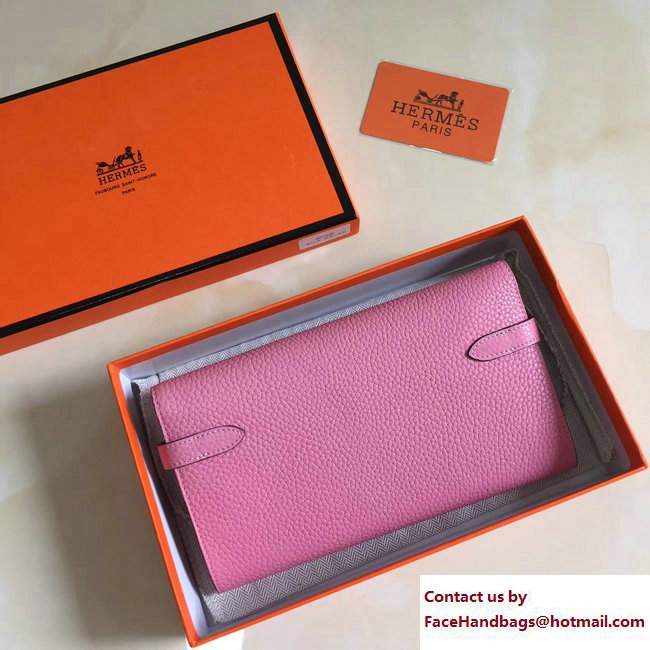 Hermes Togo Leather Kelly Long Wallet Pink