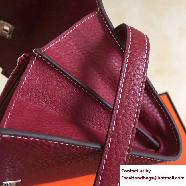 Hermes Togo Leather Kelly Long Wallet Purplish Red