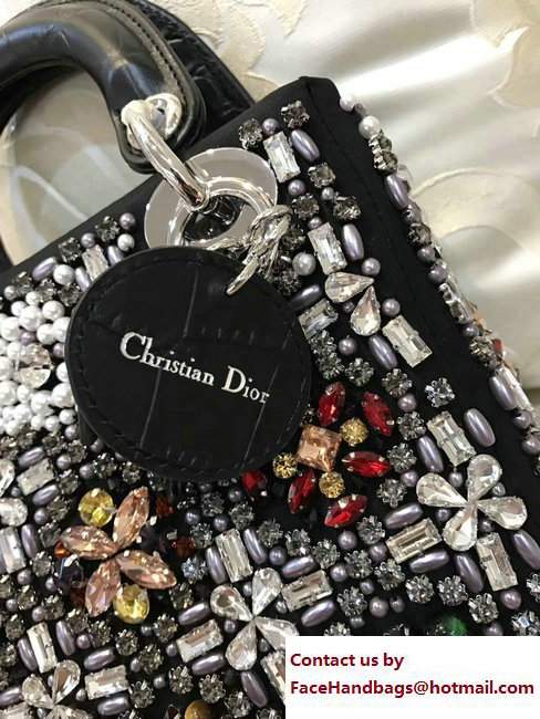 Lady Dior Mini/Small Bag Crystal Flower Black 2017