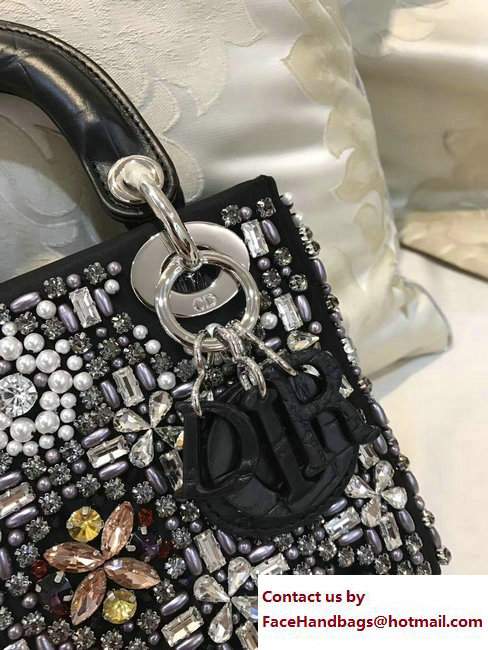 Lady Dior Mini/Small Bag Crystal Flower Black 2017