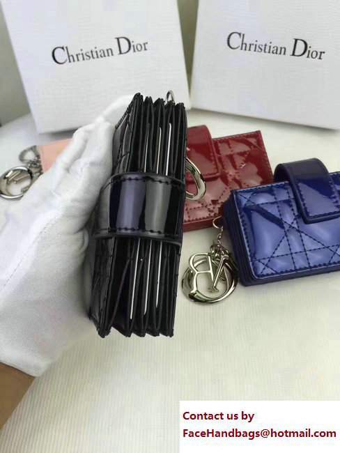 Lady Dior Patent Calfskin Card Holder Black 2017