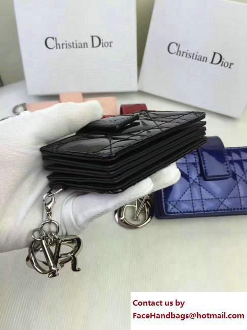 Lady Dior Patent Calfskin Card Holder Black 2017