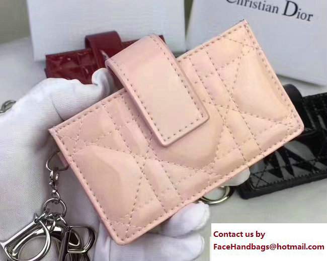 Lady Dior Patent Calfskin Card Holder Light Pink 2017