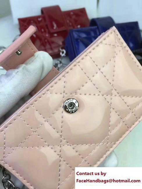 Lady Dior Patent Calfskin Card Holder Light Pink 2017