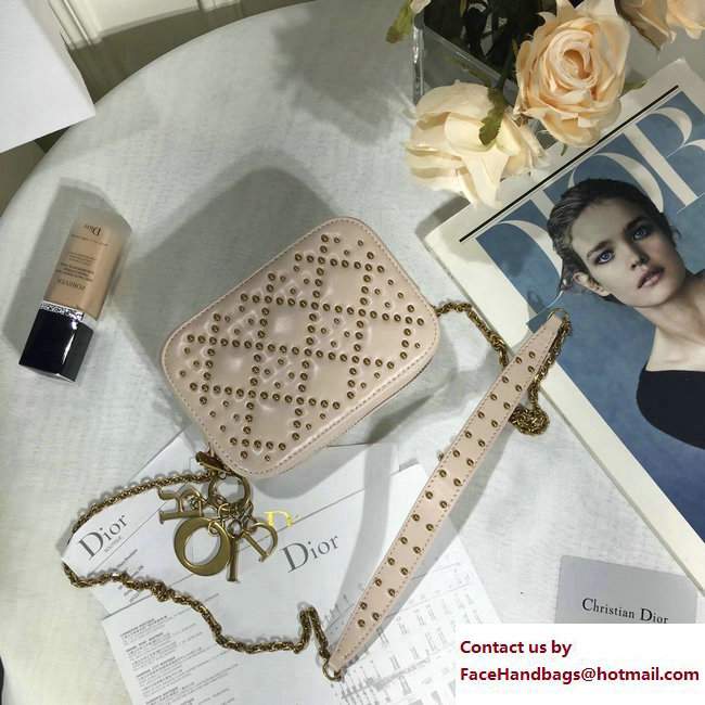 Lady Dior Studded Camera Case Clutch Bag Beige 2017 - Click Image to Close