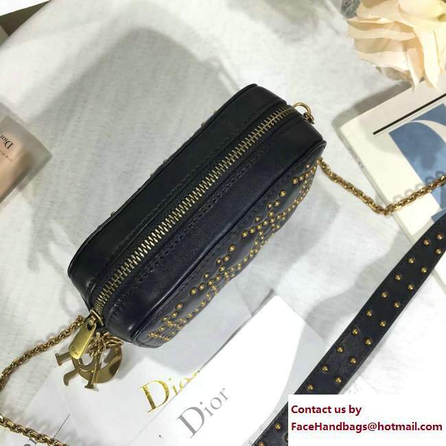 Lady Dior Studded Camera Case Clutch Bag Black 2017