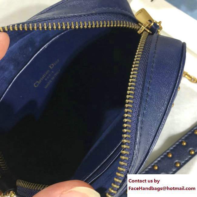 Lady Dior Studded Camera Case Clutch Bag Blue 2017