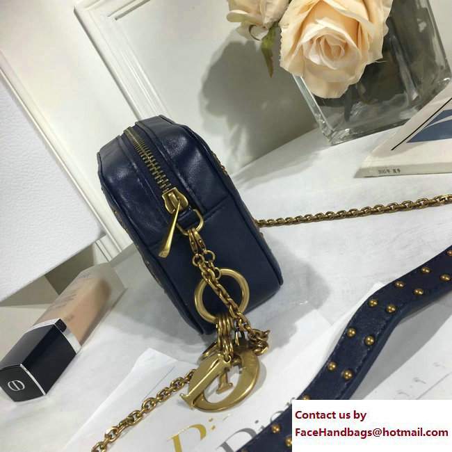 Lady Dior Studded Camera Case Clutch Bag Blue 2017 - Click Image to Close