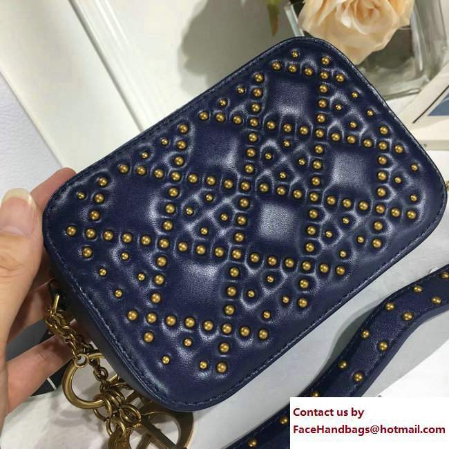 Lady Dior Studded Camera Case Clutch Bag Blue 2017 - Click Image to Close