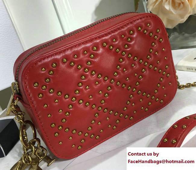 Lady Dior Studded Camera Case Clutch Bag Red 2017