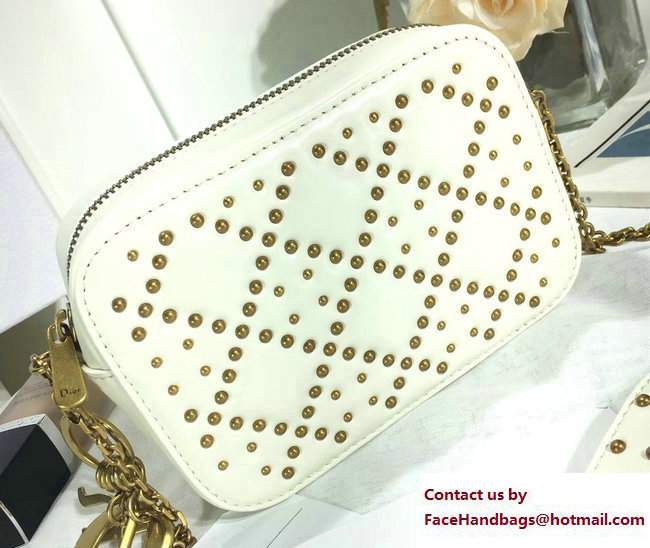 Lady Dior Studded Camera Case Clutch Bag White 2017 - Click Image to Close
