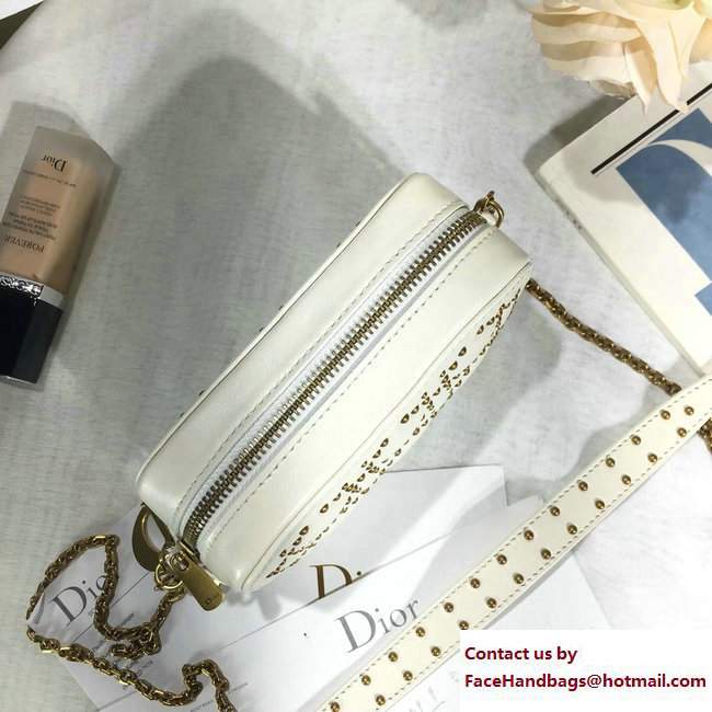 Lady Dior Studded Camera Case Clutch Bag White 2017
