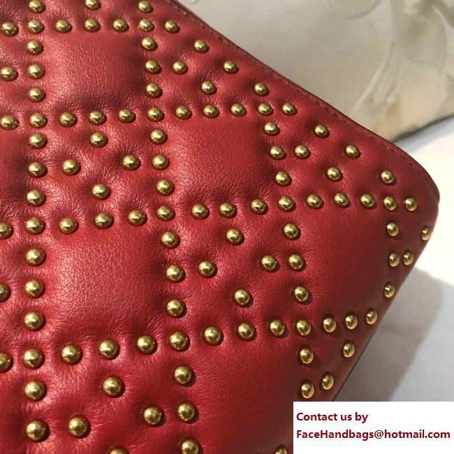 Lady Dior Studded Medium Bag Heart Red 2017