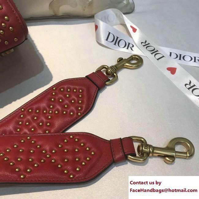 Lady Dior Studded Medium Bag Heart Red 2017