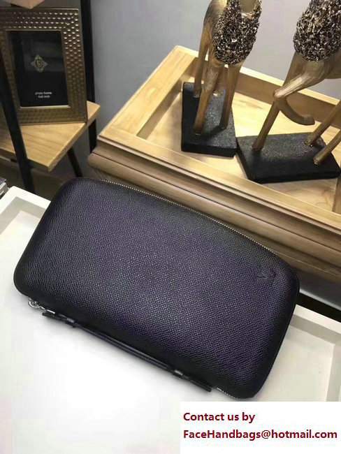 Louis Vuitton Atoll Clutch Bag Taiga Leather Black 2017
