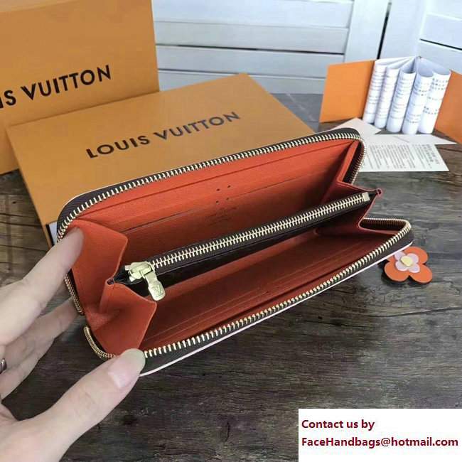Louis Vuitton Flower Charm Monogram Canvas Clemence Wallet M64201 Orange 2017 - Click Image to Close