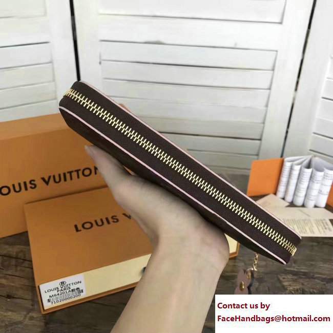Louis Vuitton Flower Charm Monogram Canvas Clemence Wallet M64201 Pink 2017