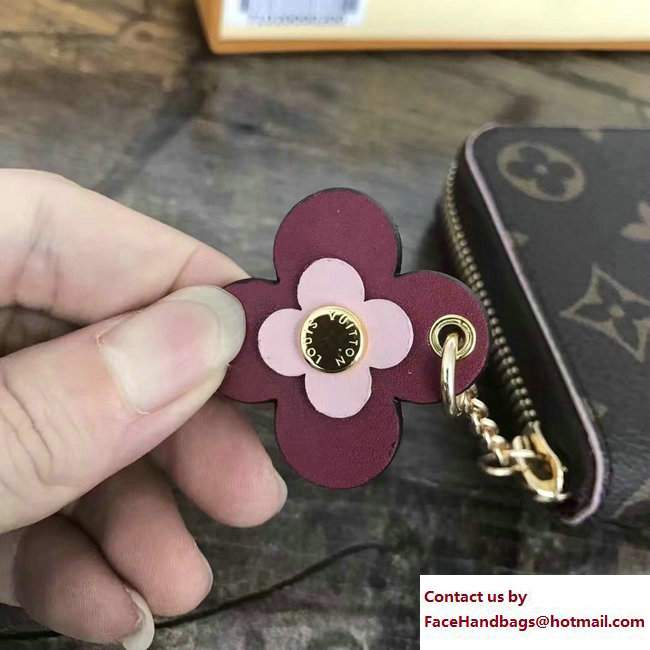 Louis Vuitton Flower Charm Monogram Canvas Clemence Wallet M64201 Purple 2017 - Click Image to Close