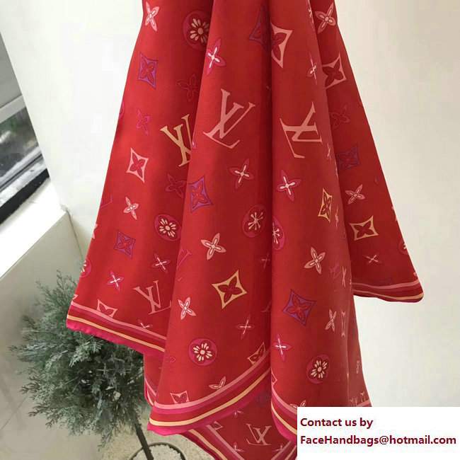 Louis Vuitton Happy Monogram 90 Square Scarf Red 2017 - Click Image to Close