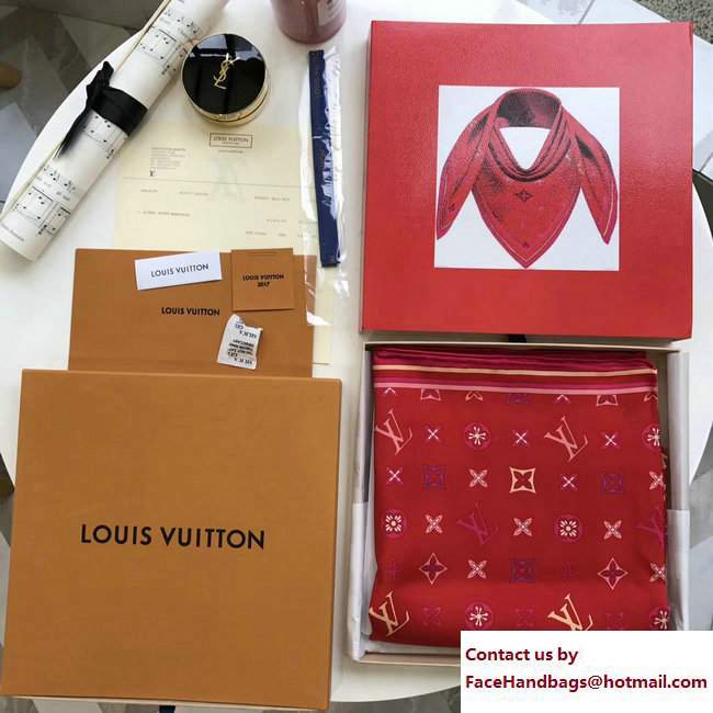 Louis Vuitton Happy Monogram 90 Square Scarf Red 2017