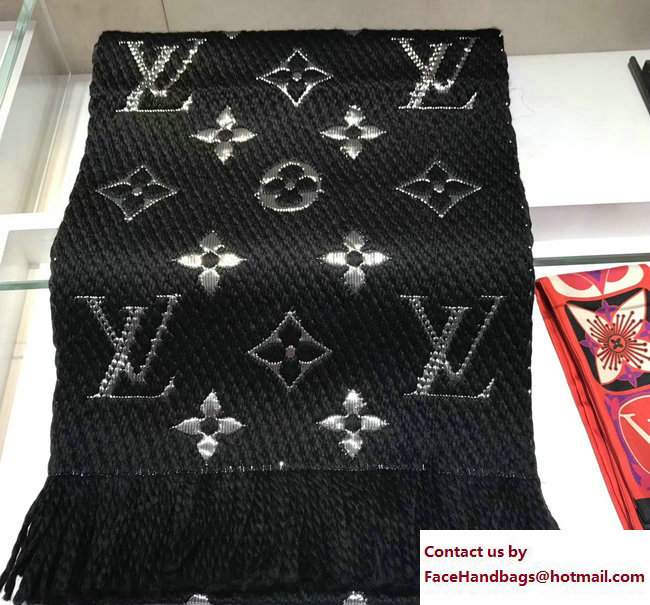 Louis Vuitton Logomania Shine Scarf M71166 Black 2017 - Click Image to Close