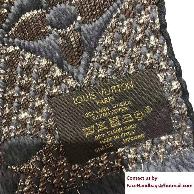 Louis Vuitton Logomania Shine Scarf M71166 Dark Gray/Gold 2017