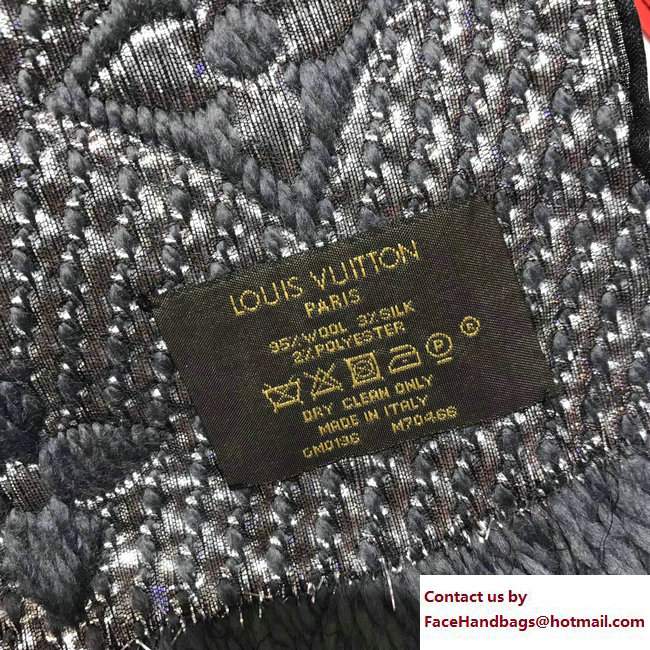 Louis Vuitton Logomania Shine Scarf M71166 Dark Gray/Silver 2017 - Click Image to Close