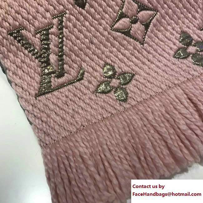 Louis Vuitton Logomania Shine Scarf M71166 Pink/Gold 2017 - Click Image to Close