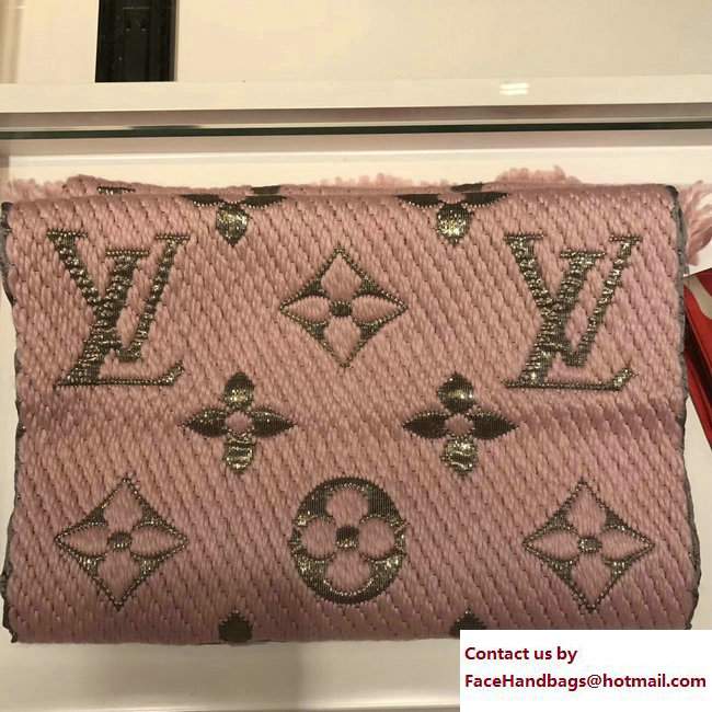Louis Vuitton Logomania Shine Scarf M71166 Pink/Gold 2017