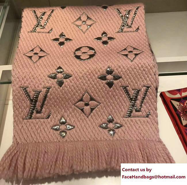 Louis Vuitton Logomania Shine Scarf M71166 Pink/Silver 2017 - Click Image to Close