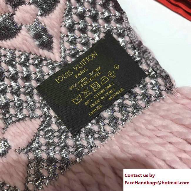 Louis Vuitton Logomania Shine Scarf M71166 Pink/Silver 2017