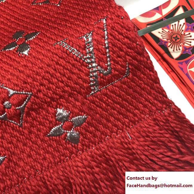 Louis Vuitton Logomania Shine Scarf M71166 Red 2017 - Click Image to Close