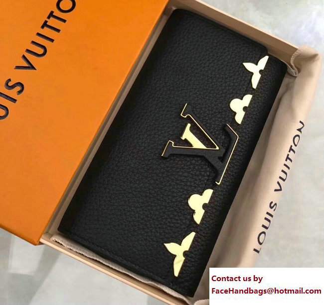 Louis Vuitton Metal Edge Capucines Wallet M64551 Black 2017 - Click Image to Close