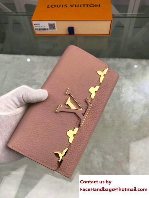 Louis Vuitton Metal Edge Capucines Wallet M64552 Pink 2017